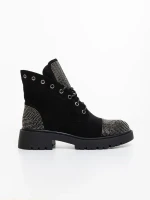 Candida fekete női bakancs textil anyagból