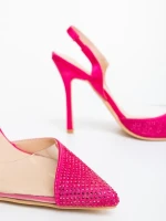 Tameza rózsaszin női magassarkú cipő textil anyagból