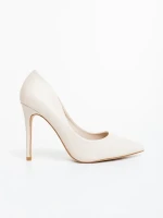 Nozura bézs női magassarkú cipő ökológiai bőrből