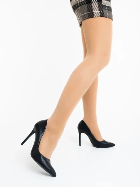 Nozura fekete női magassarkú cipő ökológiai bőrből