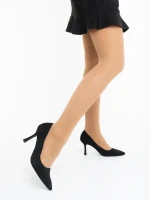 Dorma fekete női magassarkú cipő textil anyagból