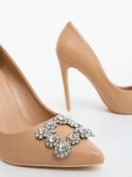 Danzia bézs női magassarkú cipő ökológiai bőrből