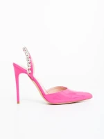 Coralina rózsaszin női magassarkú cipő lakkozott ökológiai bőrből
