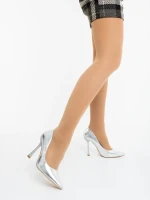 Frodina ezüstszinű női magassarkú cipő lakkozott ökológiai bőrből