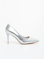 Namura ezüstszinű női magassarkú cipő lakkozott ökológiai bőrből