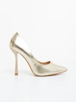 Frodina aranyszinű női magassarkú cipő lakkozott ökológiai bőrből