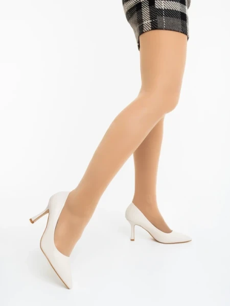 Zafrani bézs női magassarkú cipő ökológiai bőrből