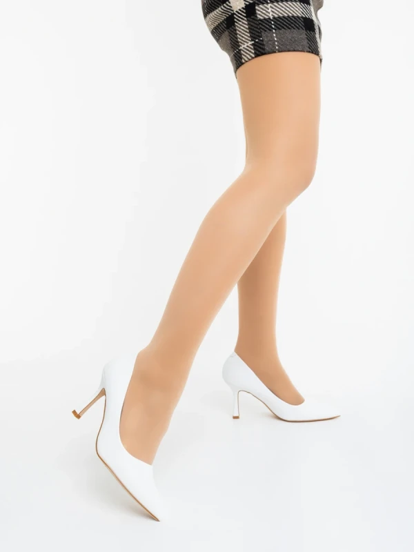 Zafrani fehér női magassarkú cipő ökológiai bőrből