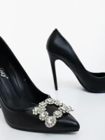 Danzia fekete női magassarkú cipő ökológiai bőrből