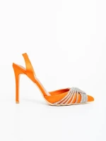 Danara narancssárga női magassarkú cipő textil anyagból