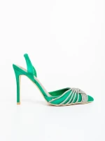 Danara zöld női magassarkú cipő textil anyagból