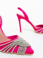 Danara fukszia női magassarkú cipő textil anyagból