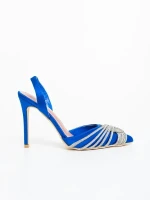 Danara kék női magassarkú cipő textil anyagból