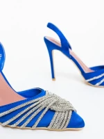 Danara kék női magassarkú cipő textil anyagból