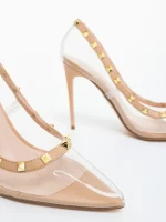 Denzia bézs női magassarkú cipő ökológiai bőrből