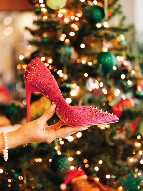 Zamera fukszia női magassarkú cipő textil anyagból