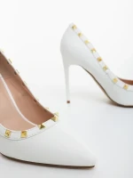 Denzia fehér női magassarkú cipő ökológiai bőrből