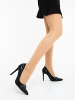 Vamora fekete női magassarkú cipő ökológiai bőrből