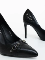 Vamora fekete női magassarkú cipő ökológiai bőrből