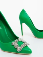 Danzia zöld női magassarkú cipő ökológiai bőrből