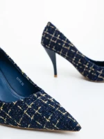 Vicara kék női magassarkú cipő textil anyagból