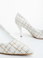 Vicara fehér női magassarkú cipő textil anyagból