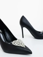 Estora fekete női magassarkú cipő ökológiai bőrből