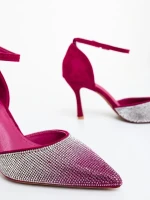 Sozara fukszia női magassarkú cipő textil anyagból