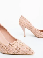Vicara rózsaszin női magassarkú cipő textil anyagból