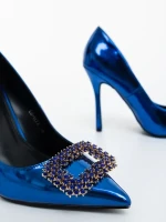 Lusera kék női magassarkú cipő lakkozott ökológiai bőrből