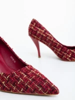 Vicara gránátszinű női magassarkú cipő textil anyagból