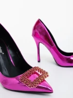 Lusera fukszia női magassarkú cipő lakkozott ökológiai bőrből