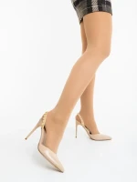Maromi bézs női magassarkú cipő lakkozott ökológiai bőrből