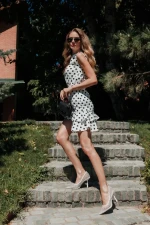 Nadania fehér női magassarkú cipő lakkozott ökológiai bőrből és textil anyagból