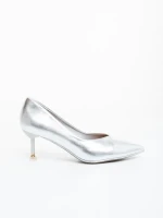 Caravela ezüstszinű női magassarkú cipő lakkozott ökológiai bőrből