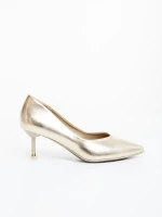 Caravela aranyszinű női magassarkú cipő lakkozott ökológiai bőrből