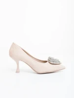 Harina nude női magassarkú cipő textil anyagból