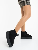 Jupiter fekete női csizma textil anyagból