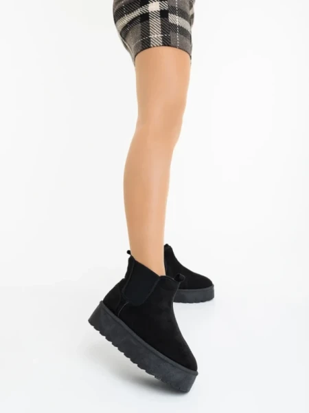 Jupiter fekete női csizma textil anyagból