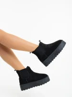 Jupiter fekete női csizma textil anyagból