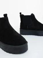 Jupiter fekete női csizma textil anyagból