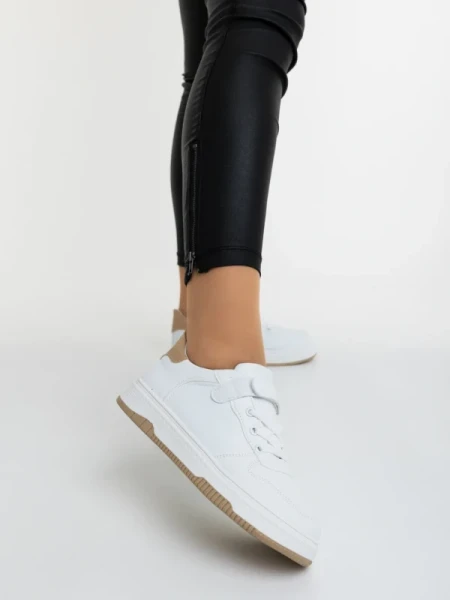 Klarisa fehér és bézs női sportcipő ökológiai bőrből