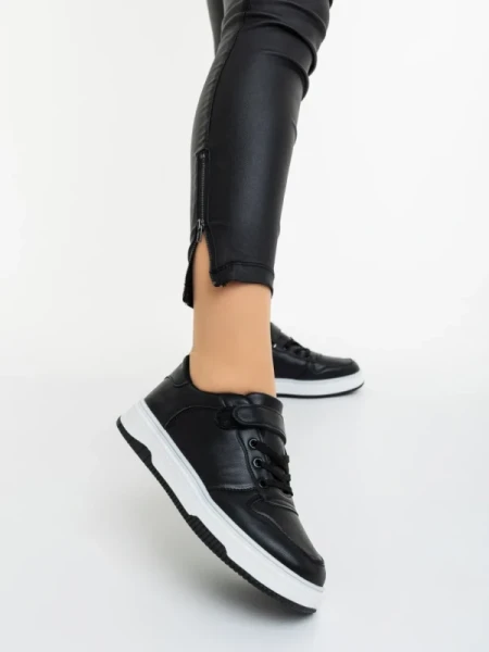 Klarisa fekete fehér női sportcipő ökológiai bőrből