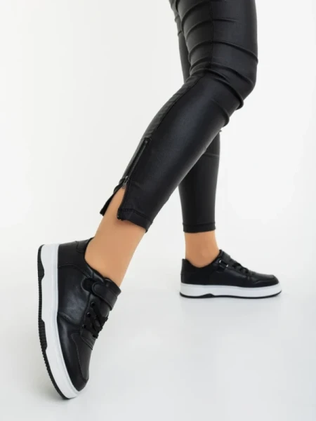 Klarisa fekete fehér női sportcipő ökológiai bőrből