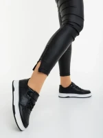 Klarisa fekete fehér női sportcipő ökológiai bőrből