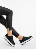 Klarisa fekete fehér női sportcipő ökológiai bőrből