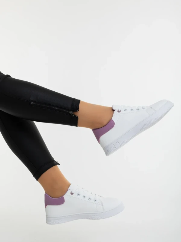 Everia fehér és lila női sportcipő ökológiai bőrből