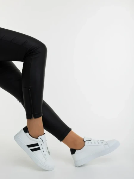 Mivara fekete fehér női sportcipő ökológiai bőrből