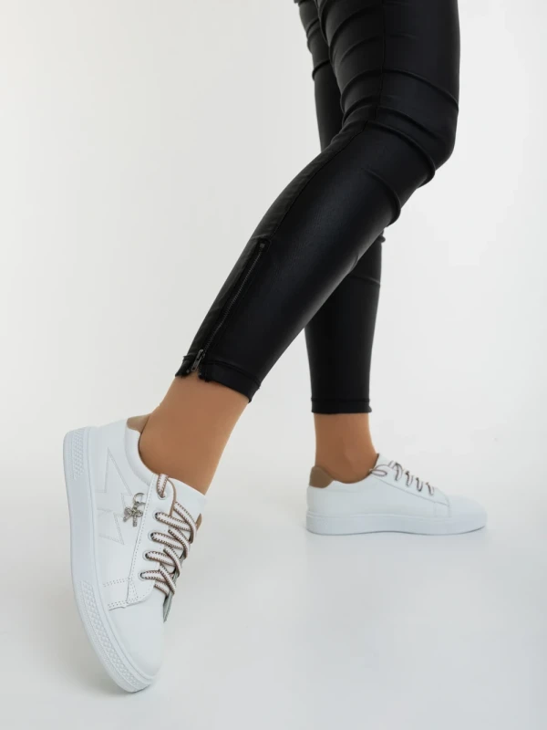 Catiopia fehér és bézs női sportcipő ökológiai bőrből