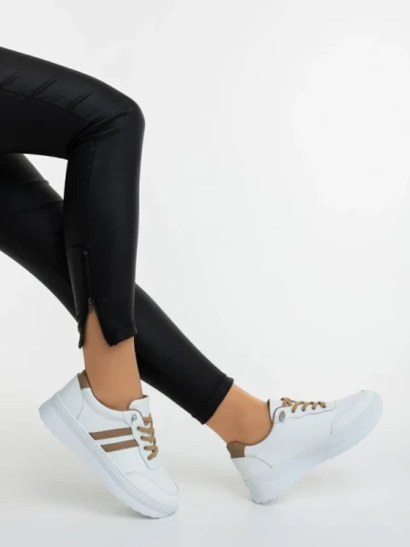 Anzara fehér és bézs női sportcipő ökológiai bőrből